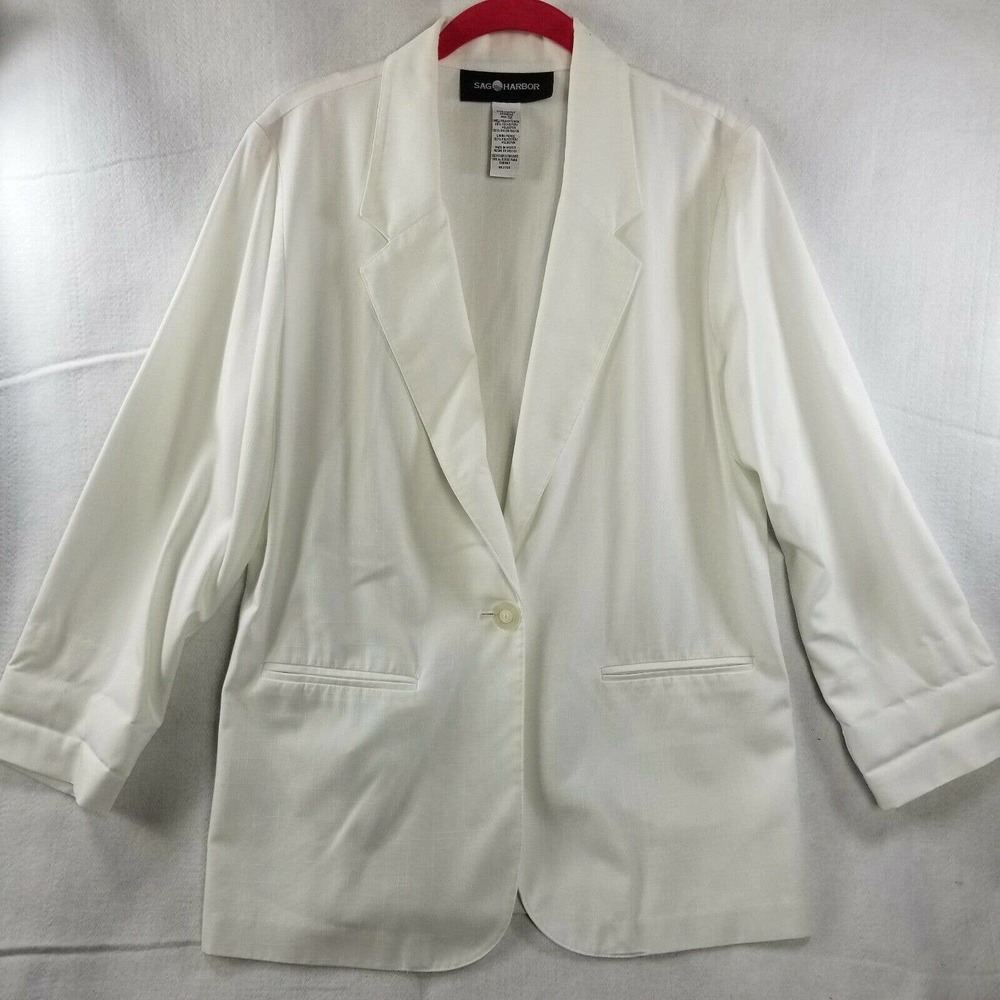 Sag Harbor Blouse Jacket Blazer Size 12 White